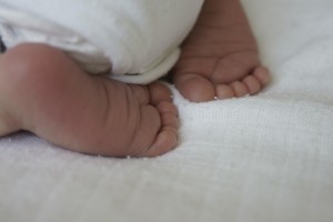 Closeup image of baby's feet