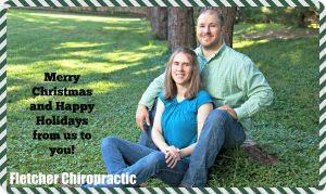 "Merry Christmas and Happy Holidays from us to you!" Fletcher Family Christmas Card with Drs. Curtis and Kadi Fletcher
