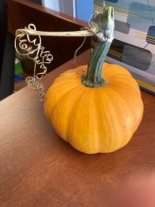 pumpkin on desk